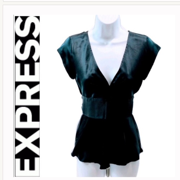 EXPRESS BLACK SILK SHIRT - Picture 6 of 6